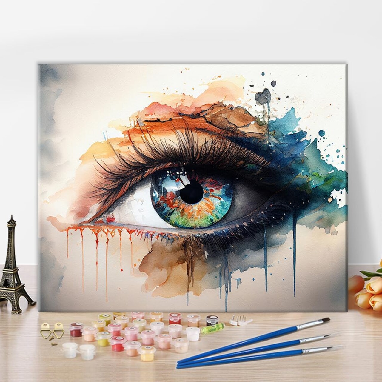 Colorful Eye, DIY Eye Paint by Numbers Kits for Adults, Abstract Paint by Numbers Kit for Adults, 16x20 inch Frameless Paint by Numbers Kits with Paintbrushes and Acrylic Pigment